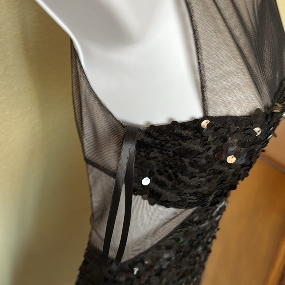 BCBG Max Azria Illusion mesh black sequined cocktail dress size XS - Picture 6 of 15